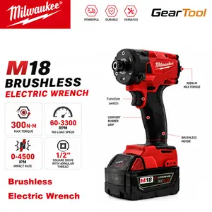 Milwaukee 18V High Torque 1/2" Square Drive Impact Driver with Annular Thread 300N·m Heavy Duty Cordless Wrench 3300 RPM 4500 IPM Professional Mechanic Tool