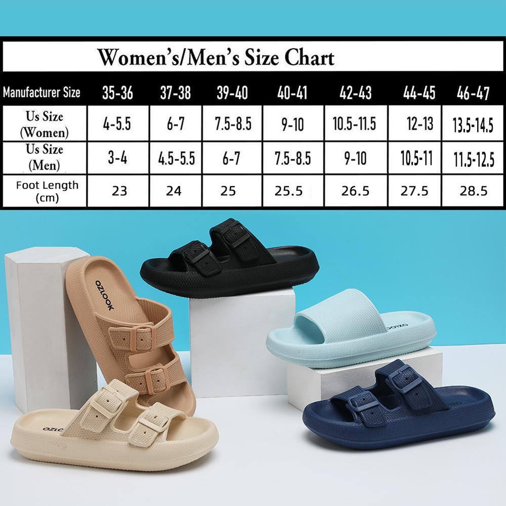 Cloud Sandals For Womens And Mens Double Buckle Adjustable Slides Hick Sole Slippers Shower Cushion Anti-Slip Fathersdaygift Footwear