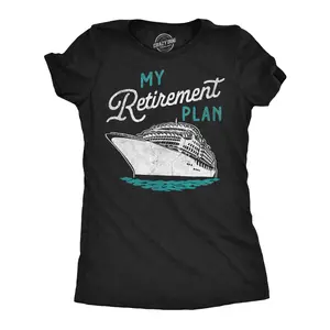 Womens Funny T Shirts My Retirement Plan Cruise Sarcastic Vacation Graphic Novelty Tee for Ladies Funny Womens T Shirts Cute Vintage Fashion Casual Ladies T-Shirt Gift Sarcastic Tops for Women Funny Summer Top Black -