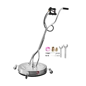 VEVOR 16.5 Pressure Washer Surface Cleaner, Stainless Steel Pressure Washer Attachments with 4 Wheels, 4000 Max PSI, 1/4 Quick Connector, 2 Spray Nozzles, 2 Extended Wands for Concrete, Patio, DeckVEVOR Super Brand Day