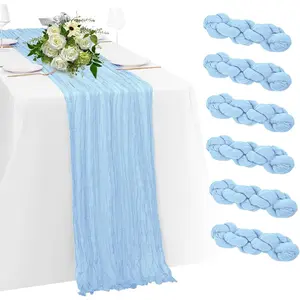6 Pack Baby Blue Cheesecloth 23x120 inch Rustic Boho Gauze 10 FT Long Sheer Cheese Cloth Table for Wedding Bridal Shower Birthday