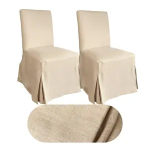 2 Pack - Dining Chair Slip Covers, Compatible with IKEA Henriksdal, Beige Linen Floor Length