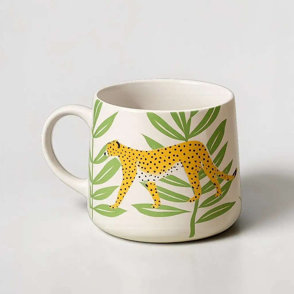 Ceramic Coffee Mug with Cheetah Print - 3.5 x 3 Inches