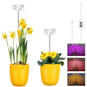 USB Powered Full Spectrum LED Grow Light – Plant Lamp with Red, Blue & Warm LEDs, 9-Level Dimmable, Auto On/Off Timer 3/9/12H for Indoor Plants