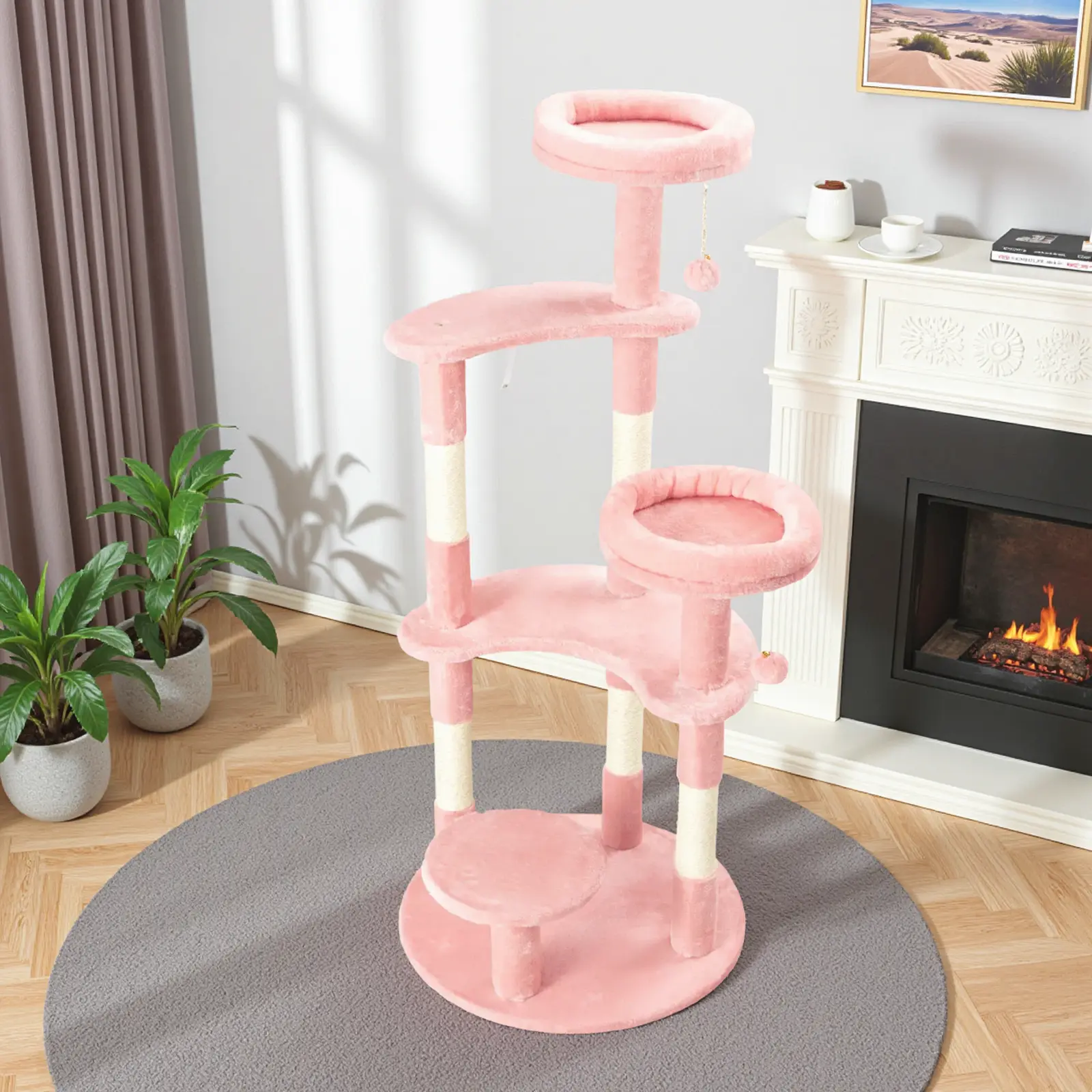 MUTICOR 55in(4.6ft)Moon Cat Tree Tower with Plush Crescent Pads, Platforms & Sisal Posts,Pet Furniture#TikTokShopDealsforYouDays#DealsforYouDays#Summervibes#Summergarden
