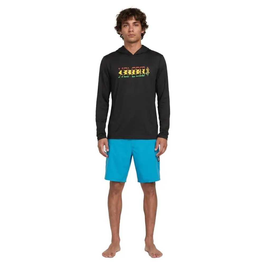 Volcom Men's Crawdad Melted Long Sleeve Hooded UPF 50+ Rash Guard Shirt - Sun Protection Surfwear for Comfortable Layering, Paddle Days