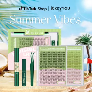 KEYYOU Venus DIY Lashes Clusters Invisible Band Natural Soft Waterproof Lash Extension Easy to Apply at Home Cosmetic Makeup Volume False Eyelashes