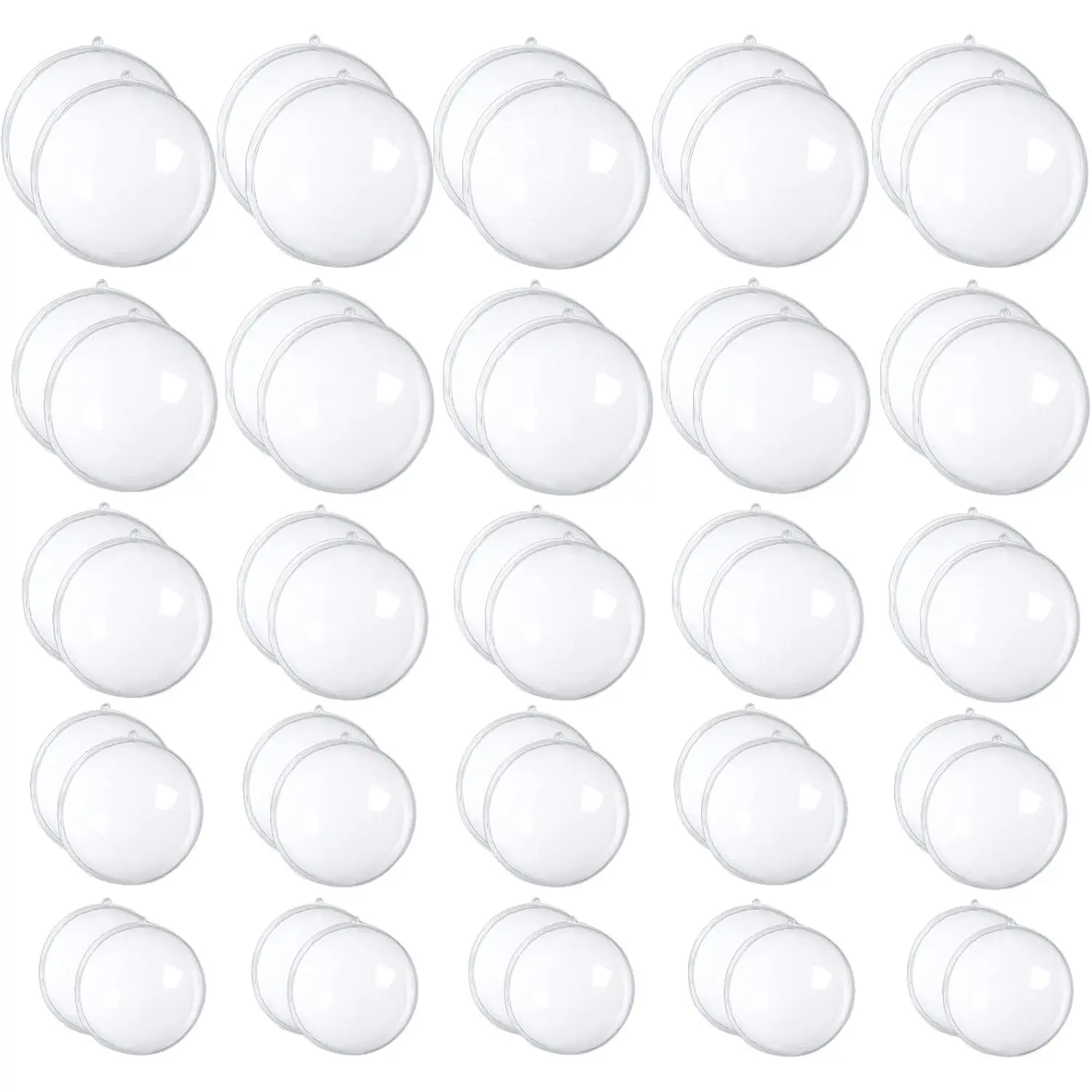 50 Set 100PCS Clear Plastic Fillable Ornaments,Transparent DIY Christmas Fillable Ball,Plastic DIY Fillable Decoration Balls 5 Different Sizes for Christmas Tree,Wedding,Party,Home Decor