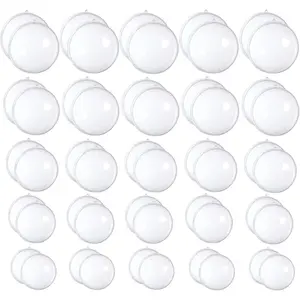50 Set 100PCS Clear Plastic Fillable Ornaments,Transparent DIY Christmas Fillable Ball,Plastic DIY Fillable Decoration Balls 5 Different Sizes for Christmas Tree,Wedding,Party,Home Decor