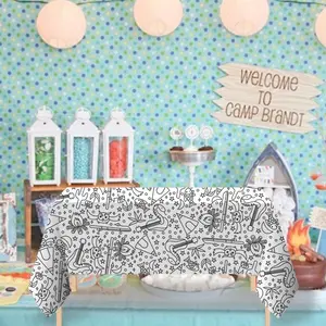 Camping Coloring Tablecloth Artist Gift for Kids Adults Anxiety Activity