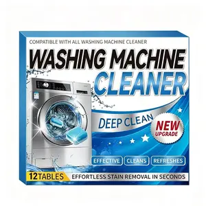 12-PCS Washer Machine Cleaner Tablets Deep Cleans Year-Round for HE Top-Load & Front-Load Washers Removes Grime Build-Up Septic-Safe Household Mother's Day Gift Laundry