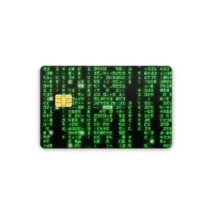Credit Card Vinyl Skins Green Code Decal With Easy Pull Tabs