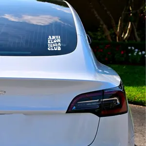 Anti Elon Tesla Club Vinyl Decal | Window Sticker | Bumper Sticker For Tesla Owners For Model X Y Z 3 Elon Musk | Funny Decal | Funny Sticker