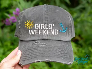 Girls Weekend Hat | Girls Night Out | Girls Trip | Bachelorette Party | Beach Vacation | Distressed Hat for women | Custom Hat