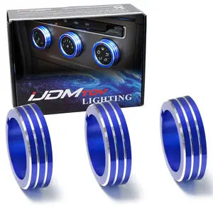 iJDMTOY 3pcs Blue Anodized Aluminum AC Climate Control Turner Ring Covers For Volkswagen MK7 Golf GTI
