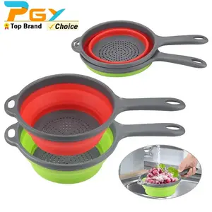 Foldable Silicone Colander Draining Portable Strainer Basket colapsing Fruit Kitchen Utensils
