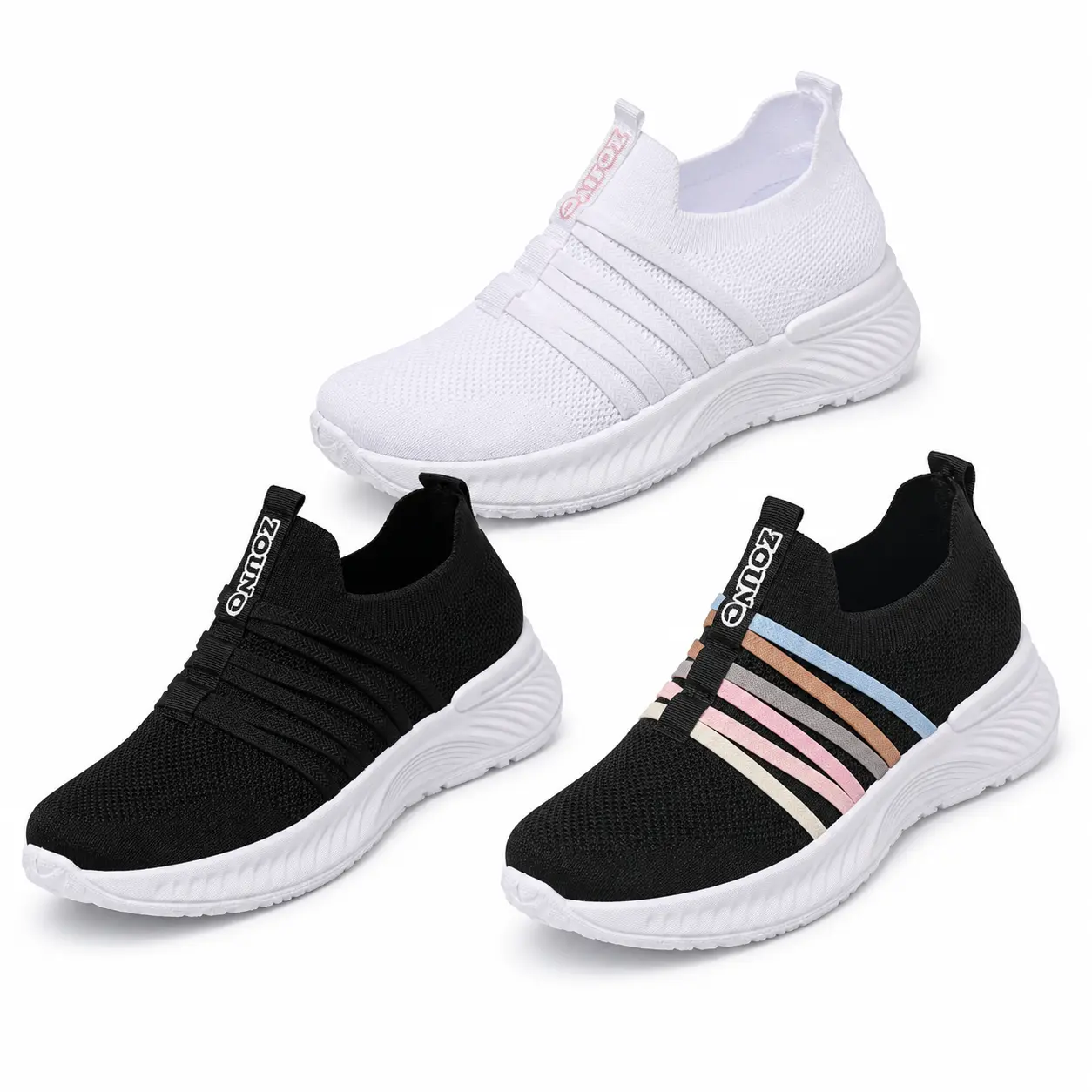 Women’s Slip On Knit Sneakers Breathable Lightweight Walking Shoes Comfortable Casual Everyday Sock Sneakers