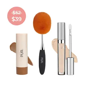 PUR Quick Fix Set – Concealer, Foundation Brush & Creamy Multitasking Tint for Instant Radiance Makeup