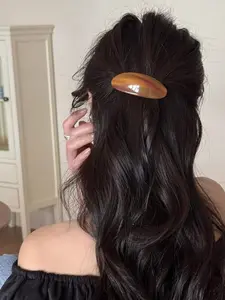 5pcs French Style Low Ponytail Hair Clip for Women, Faux Tortoise Shell Acetate Spring Barrette, Elegant Oval Hair Claw for Beach Vacation & Office Daily, Lightweight Hair Accessories for Medium Thick Hair, Mother’s Day Summer Travel Gift for Her