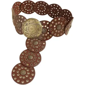 Wide-Disc-Belt-Womens Western-Chunky Concho-Punk Boho-Hollow--Belt for Dress Jeans