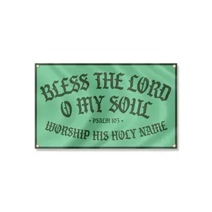 "Bless the Lord" 3x5 ft Christian Indoor Flag with Button Corners for Bedroom Dorm Office Decor