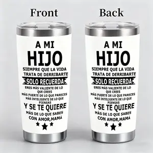 A Mi Hijo (To My Son) Spanish Inspirational Quote Design 20oz Stainless Steel Cup, Thermos Cup with Lid, Reusable Drinking Cup, High-Quality Water Bottle for Iced Coffee, Beer,Cold Drinks, Fashionable, Perfect Gift for Son, Family, Insulated Cups