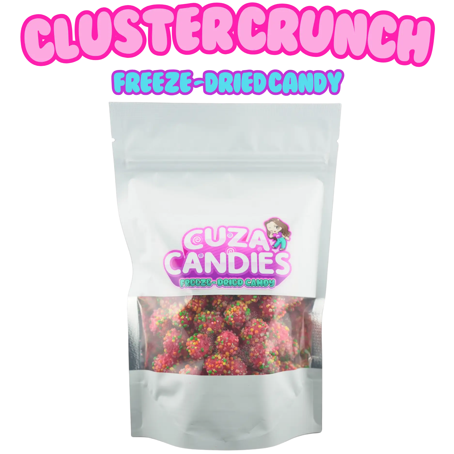 Cuza Candies - Freeze Dried Cluster Crunch Candy Sweet Snack Bite Sugar Bonbon Flavor crystals Fruity Rainbow Sour