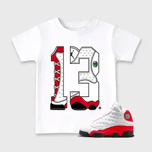 Sneaker Match T-Shirt  Red & White Number 13 Graphic Tee | Urban Sports Aesthetic | Junior Streetwear Shirt for men & women