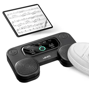 LEKATO Rechargeable Wireless Bluetooth Page Turner for ipad Tablets Android IOS USB Music Page Turner Foot Pedal with LED Battery Indicator Supports Multimedia Controls (Play/Pause, Next Track)