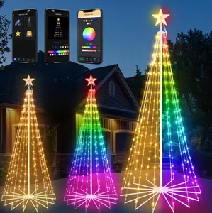 9FT 460LEDs Smart Outdoor Christmas Tree with App Control, 85+ Modes, Music Sync, IP65 Waterproof, Easy Assembly for Yard, Garden and Holiday Party Decorations