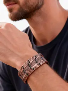 Vintage Copper Tire Texture Magnetic Bracelet, Carved Pattern Unisex Jewelry, Casual Daily Wear, Versatile Design, Magnetic Bangle Jewelry