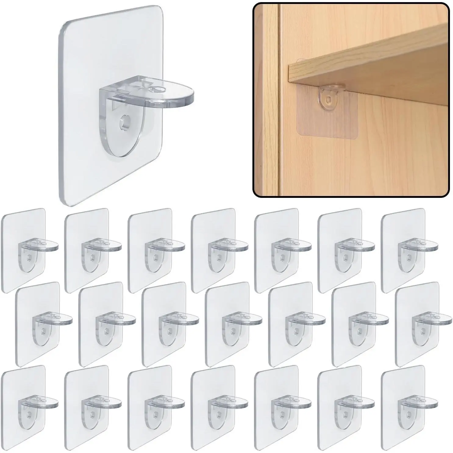20 count Plastic Shelf Support Peg,Self Adhesive Bracket,Partition Pin for Furniture Kitchen Cabinet Book Shelves Closet Brackets Clapboard Layer