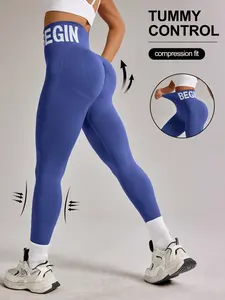 Shein Sport Studio Seamless High Waisted Sports Leggings, Compression Leggings, Letter Pattern, Sporty Style, All Seasons, Women's Workout Bottoms, Active Pants