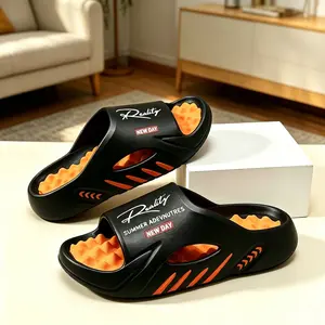 Casual Black Summer Slide Slippers for Men, Simple Design Comfortable Home Slippers, Non-slip Soft Lightweight Slipper for Indoor & Outdoor Wear, Walking Shoes, Footwear, Beach Shoes Slippers