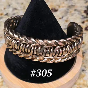 #305 RESERVED CUSTOM MADE ORDER  Silicon Bronze 6 7/8" x 7/8"   Hand-Woven Cuff Bracelet Handmade Artisan Jewelry Unisex Open Cuff Design Comfortable Daily Wear