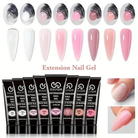 8 Color Extension Gel Nail Kit, Nail Products, Nails Extension Gel, UV/LED Cured Quick Building Formula Poly Nail Gel, Flexible & Toxin-free Poly Nail Gel, Ideal for Beginners & Professionals, Nail Art Design, Diy French Manicure