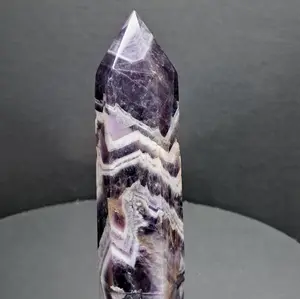Chevron Amethyst Tower - 3.25" 69.5g (2.46oz) - Tranquil Crystal Point for Spiritual Insight and Relaxation