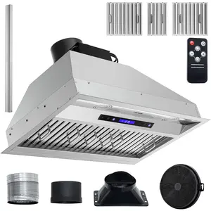 【DealsForYouDays】VEVOR Durable 30-Inch Stainless Steel Insert Range Hood - 900CFM, 4-Speed Kitchen Appliance, Touch & Remote Control, LED Lights, Baffle Filters, Ducted/Ductless Convertible, ETL Listed