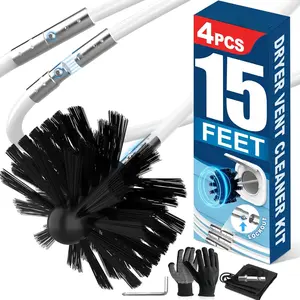 15 FEET Dryer Vent Cleaner Kit, Lint Remover Upgrade Flexible Quick Snap Brush with Drill Attachment Extends Up to 15 FEET for Easy Cleaning Use with or Without a Power Drill