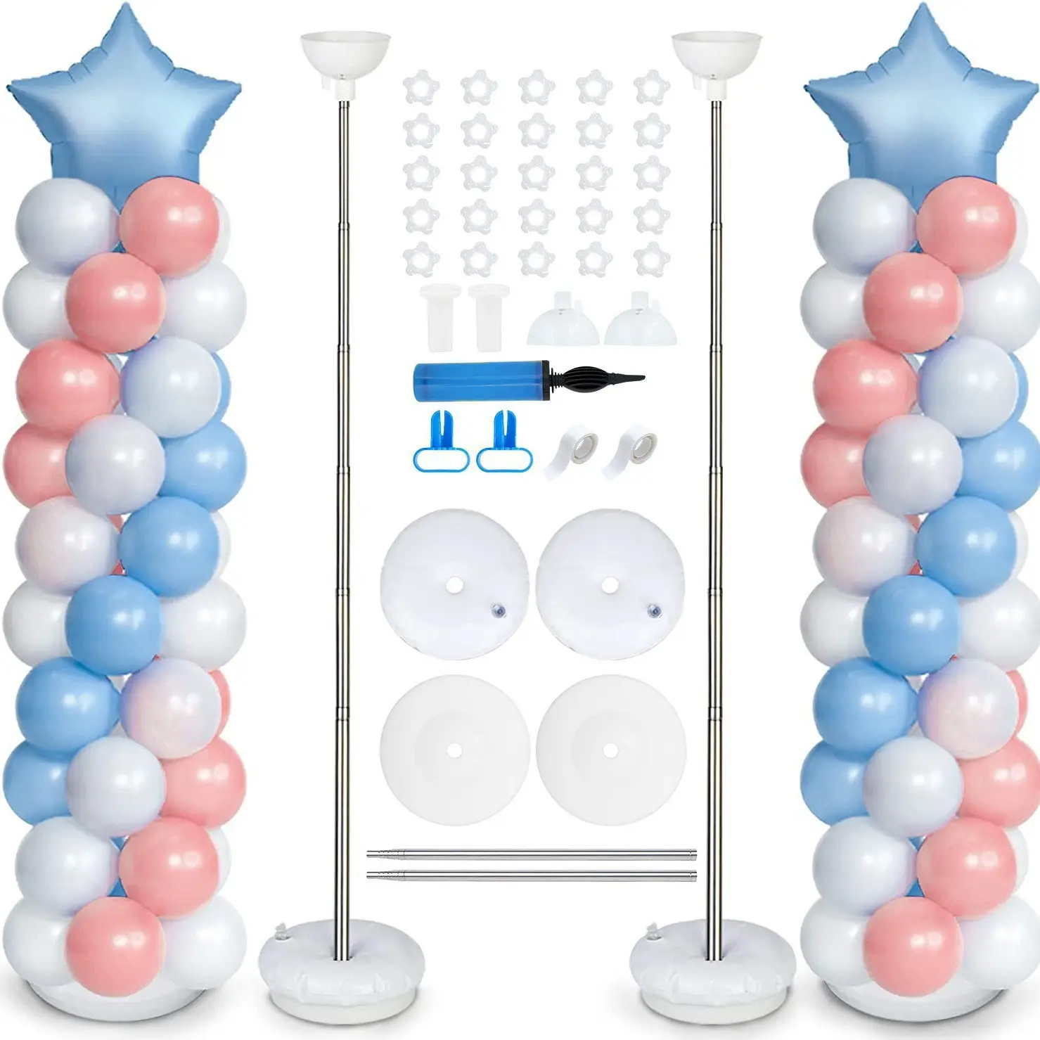 Professional Reusable Balloon Arch Set - 81-in Freely Bending PVC Tubing Half Arch Stand, Heavy-Duty Stability Base, Base Bags for Wedding, Commercial Party, Business Balloon Decor, Flexible