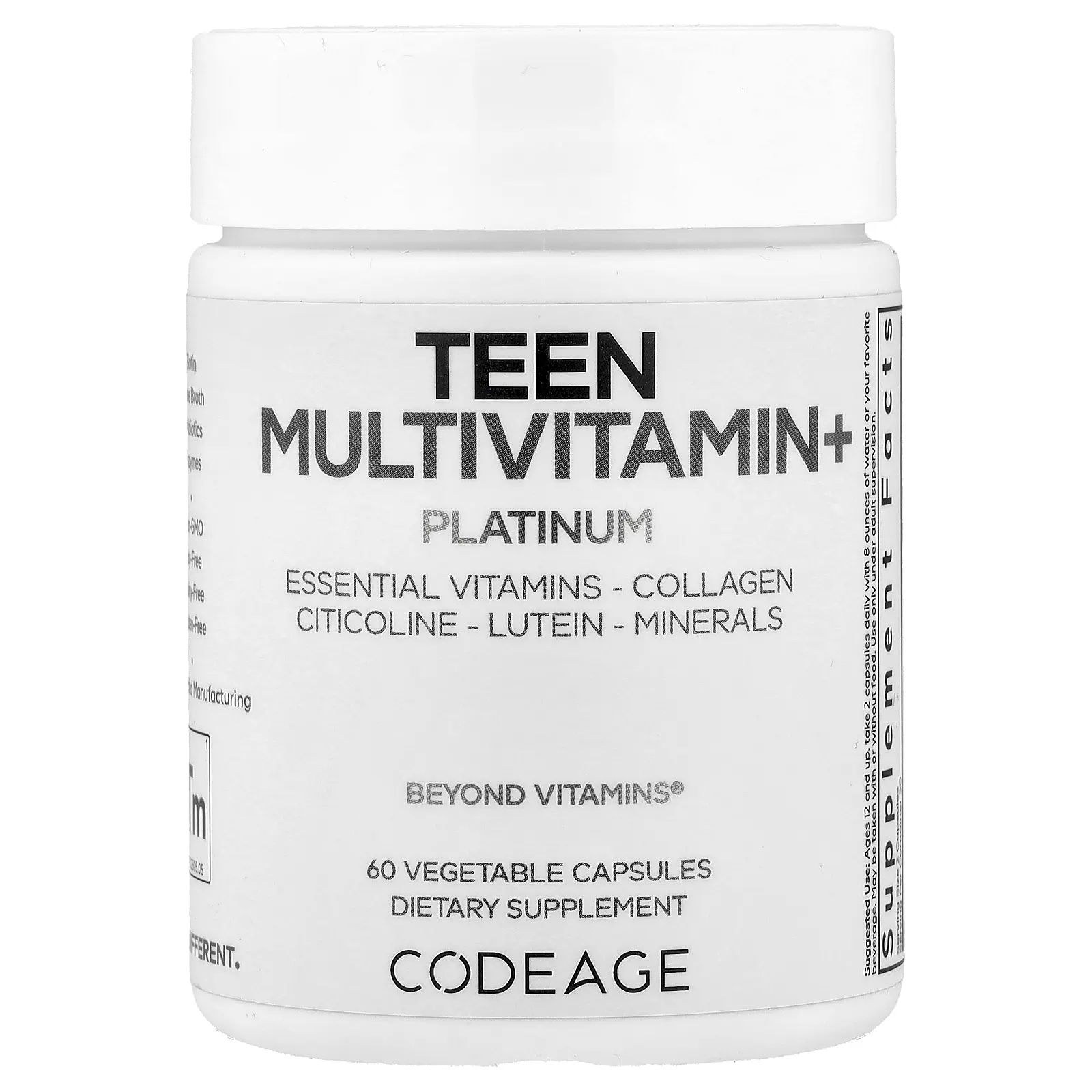 Codeage Teen Multivitamin+ Platinum, 60 Vegetable Capsules