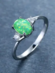 1 PC Fashion Cubic Zirconia & Faux Opal Ring For Women Wedding Party Valentine's Day Gift Statement Ring