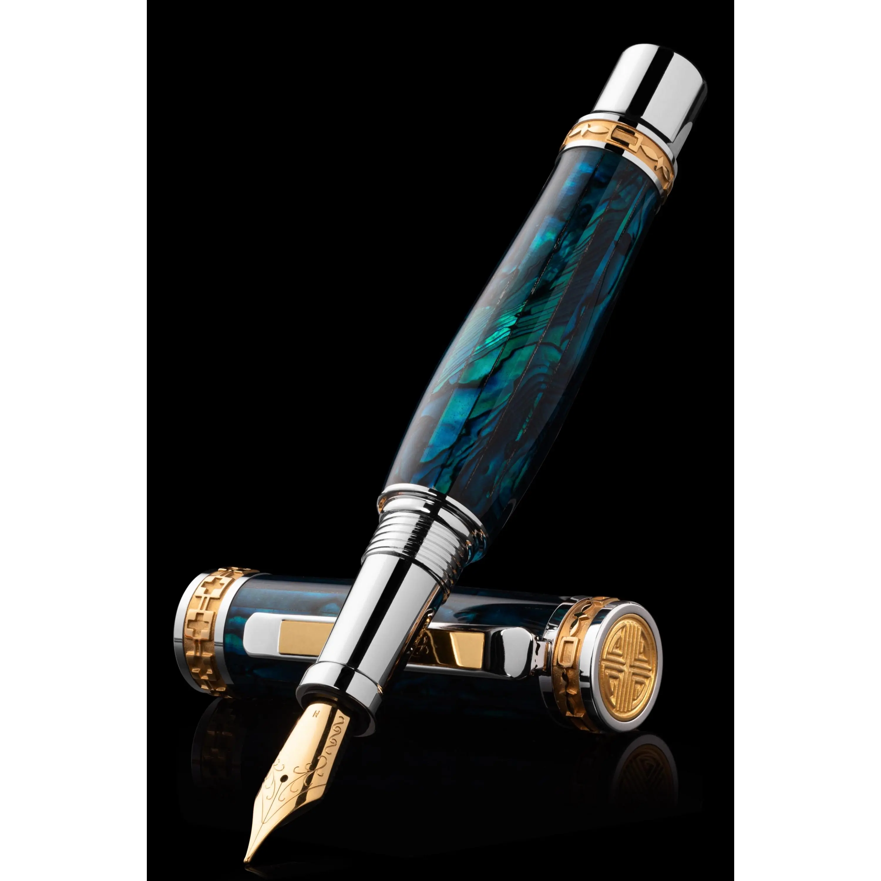 Pitchman Closer Teal Abalone Shell Fountain Pen