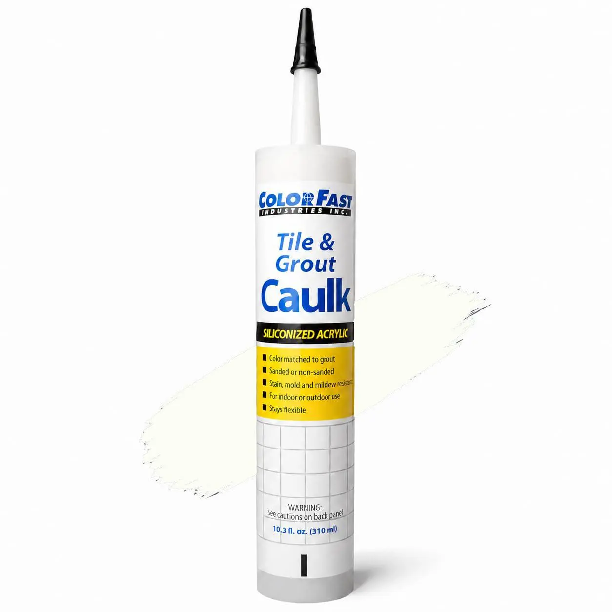 Colorfast Ind. Tile & Grout Caulk, Siliconized Acrylic, Unsanded or Sanded, Color Matched to Custom Building Products Grout, 10.2 oz