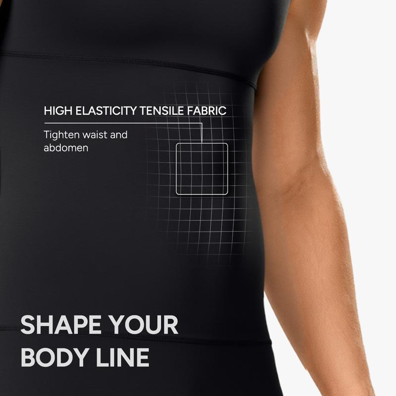 【Nebility】 Men’s Silky Soft Compression Shapewear Tank, Slimming Body Shaper Vest with Waist & Chest Support, Stretchy, Odor-Resistant, Breathable Muscle Tank for Daily Comfort, Menswear, Tanktop