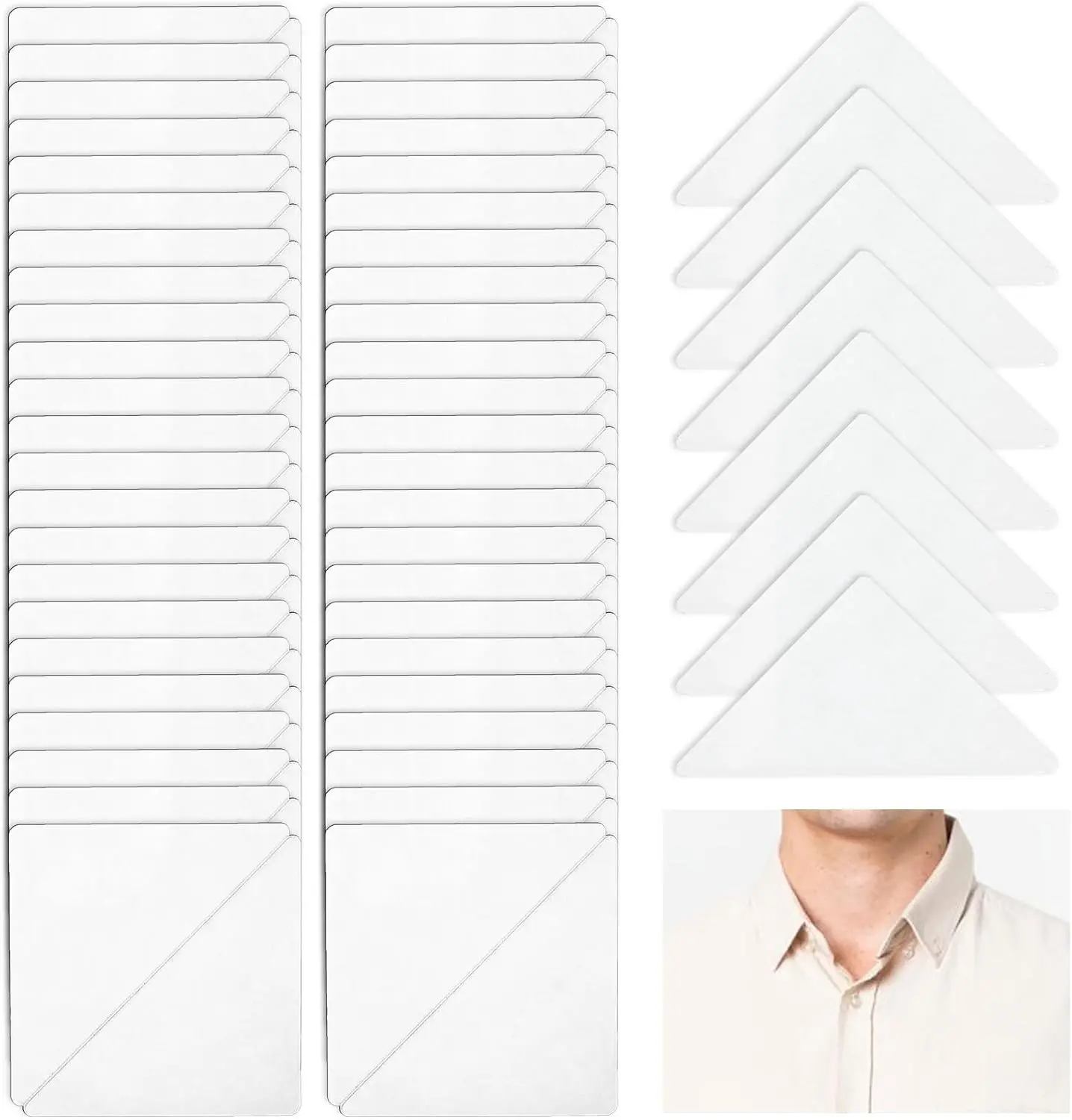 100 Pcs Collar Stays for Men's Dress Shirts, No Curl Polo Shirt Collar Stays Anti-Warping Edge Collar Stays Sticker Collar Support for Any Shirt of Collared