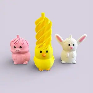 Spring Fidget Toys: Bunny, Chick, and Piglet | 3D Printed Desk Hand Toy | Spiral Twist Animals Fidget Toy