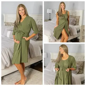 Maternity Labor Delivery ROBE & 3 in 1 Labor Delivery GOWN Olive Green