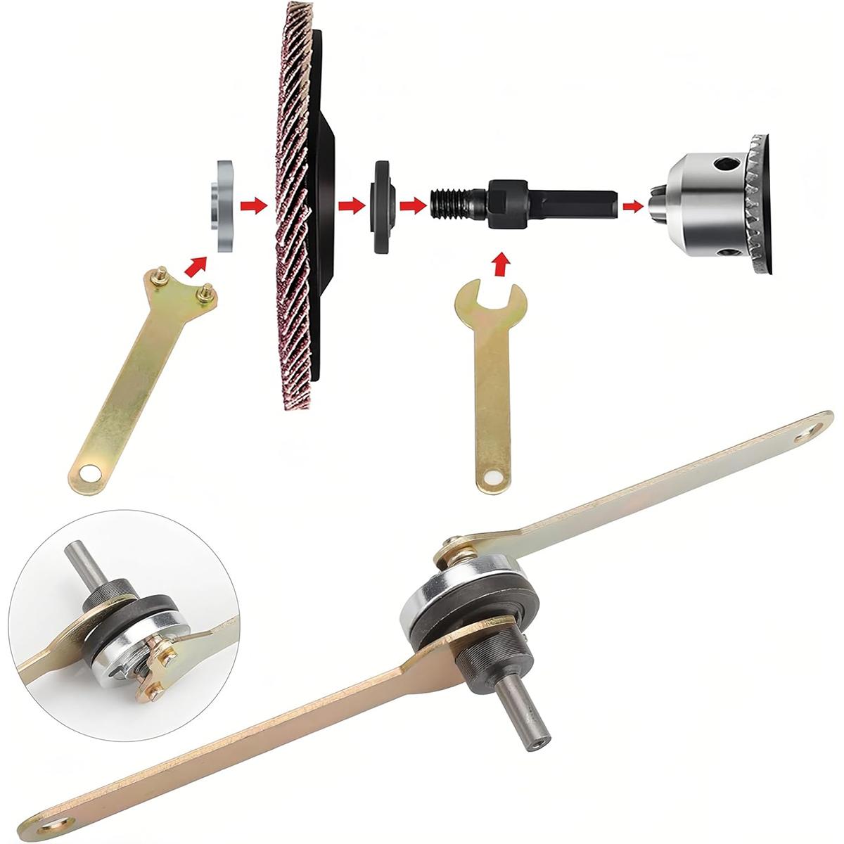 Conversion Angle Grinding Adapter Connecting Rod Kit for Electric Drill, 6mm & 10mm Arbor Mandrel Adapter with Spanner, Angle Grinding Tools Accessories, Hardware, Heavy Duty, Industrial