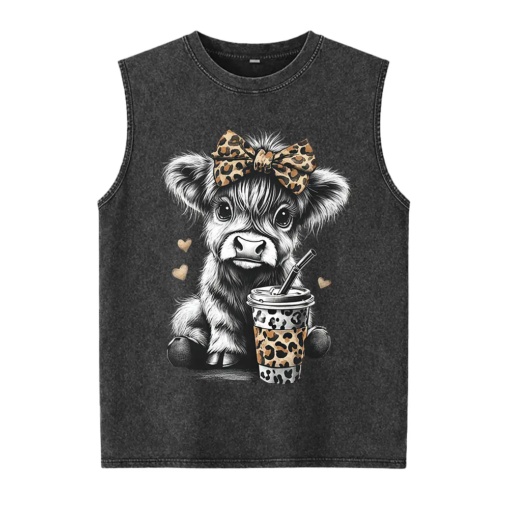 Highland Cow Valentine Sweatshirt or Washed Vest